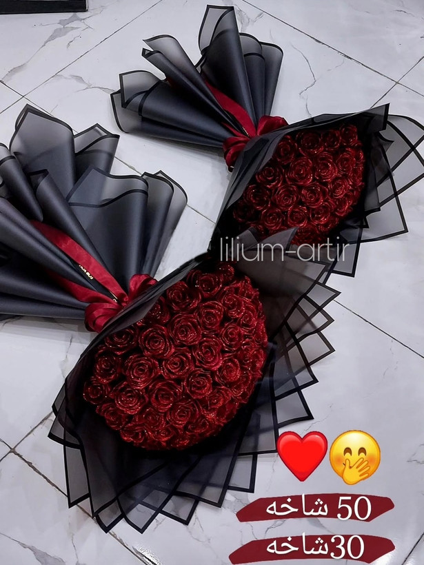 دسته گل رز روبانی سوپر شاین ۳۰ شاخه با تنوع رنگبندی